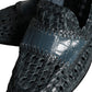 Blue Woven Leather Slip On Loafers Men Shoes