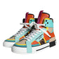Multicolor Leather High Top Sneakers Shoes