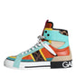 Multicolor Leather High Top Sneakers Shoes