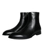 Black Calf Leather Men Ankle Boots Shoes