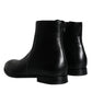 Black Calf Leather Men Ankle Boots Shoes