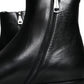 Black Calf Leather Men Ankle Boots Shoes