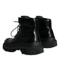 Black Lace Up Trekking Ankle Boots Men Shoes