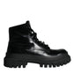 Black Lace Up Trekking Ankle Boots Men Shoes