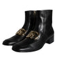 Black Lambskin Leather Men Ankle Boots Shoes