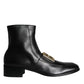 Black Lambskin Leather Men Ankle Boots Shoes