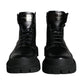 Black Lace Up Mid Calf Boots Men Shoes