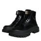 Black Lace Up Mid Calf Boots Men Shoes