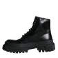 Black Lace Up Mid Calf Boots Men Shoes
