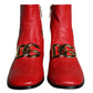 Red Lambskin Leather Men Ankle Boots Shoes