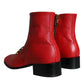 Red Lambskin Leather Men Ankle Boots Shoes