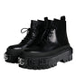 Black Lace Up Trekking Ankle Boots Men Shoes