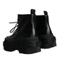 Black Lace Up Trekking Ankle Boots Men Shoes