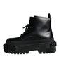 Black Lace Up Trekking Ankle Boots Men Shoes