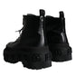 Black Lace Up Trekking Ankle Boots Men Shoes