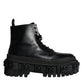 Black Lace Up Trekking Ankle Boots Men Shoes