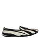 Black White Calf Fur Slip On Loafers Men Shoes