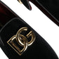 Black Velvet Cotton Logo Loafers Dress Shoes