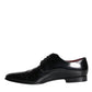 Black Calfskin Leather Derby Men Dress Shoes