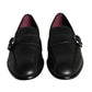 Black Leather Logo Loafers Men Dress Shoes