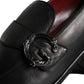 Black Leather Logo Loafers Men Dress Shoes