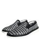 Black White Weaved Slip On Men Loafers Shoes