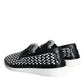 Black White Weaved Slip On Men Loafers Shoes