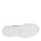 White Black Leather Crown Milano Sneakers Shoes
