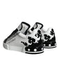 White Black Leather Crown Milano Sneakers Shoes