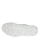White Black Leather Crown Milano Sneakers Shoes