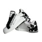 White Black Leather Crown Milano Sneakers Shoes