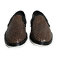 Brown Black Leather Weaved Men Loafers Shoes