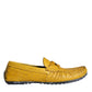 Yellow Leather Slip Mocassin Loafers Shoes