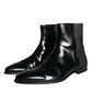 Black Calf Leather Men Ankle Boots Men Shoes