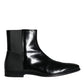 Black Calf Leather Men Ankle Boots Men Shoes