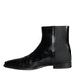 Black Calf Leather Men Ankle Boots Men Shoes