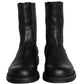 Black Horse Leather Mid Calf Boots Men Shoes