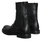 Black Horse Leather Mid Calf Boots Men Shoes