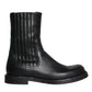 Black Horse Leather Mid Calf Boots Men Shoes