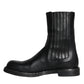 Black Horse Leather Mid Calf Boots Men Shoes