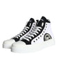 White Black Cotton Logo High Top Sneaker Shoes