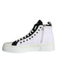 White Black Cotton Logo High Top Sneaker Shoes