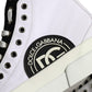 White Black Cotton Logo High Top Sneaker Shoes