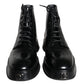 Black Leather Lace Up Ankle Boots Men Shoes