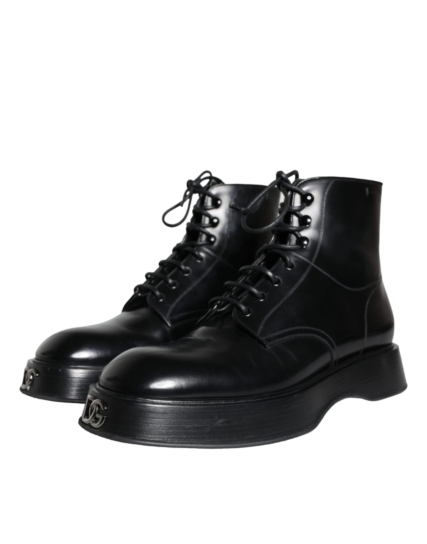 Black Leather Lace Up Ankle Boots Men Shoes