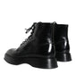 Black Leather Lace Up Ankle Boots Men Shoes