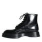 Black Leather Lace Up Ankle Boots Men Shoes