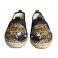 Black Cotton Leopard Slip On Espadrilles Shoes