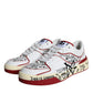 Red White Printed Leather Low Top Men Sneakers Shoes