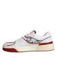 Red White Printed Leather Low Top Men Sneakers Shoes